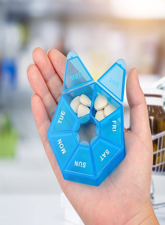 Ponpon 8pcs Pill Holder Box 7-Sided Portable Vitamin Holder Box Pill Organizer Medicine Planner (8 Corlor) - Image 4